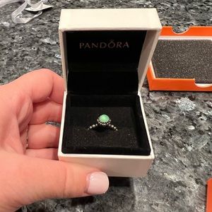 Green & Silver Pandora Ring